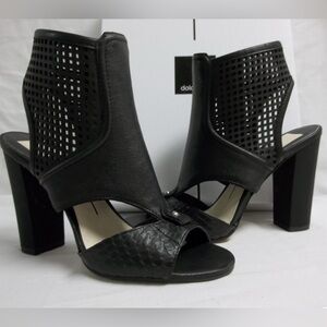 Dolce Vita Black Women's Heeled Sandals Black Leather Snake 7.5